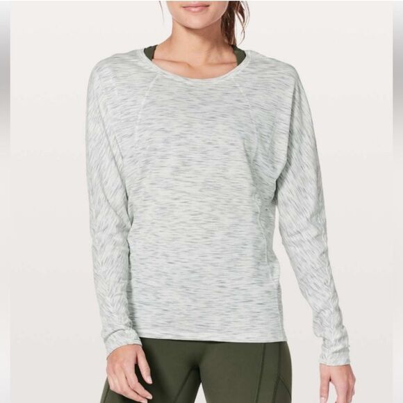 Lululemon Set To Sweat Long Sleeve Tiger Space Dye Hail White 10 Grey Top Shirt - Picture 1 of 6